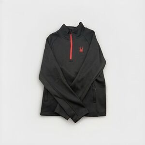 Spyder Mens Medium Black Outbound Polar Tech Ski Sweater 1/4 Zip New $99 Tags